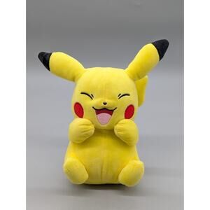 Wicked Cool Toys Pokemon Sitting Smiling Happy Pikachu Plush 9" Stuffed Animal